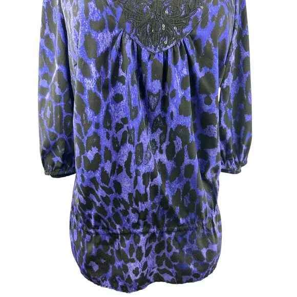 ✨2/$20 *Flawed Lane Bryant Sequin Leopard Print Cold Shoulder Plus Size 14/16 1X - Picture 9 of 16